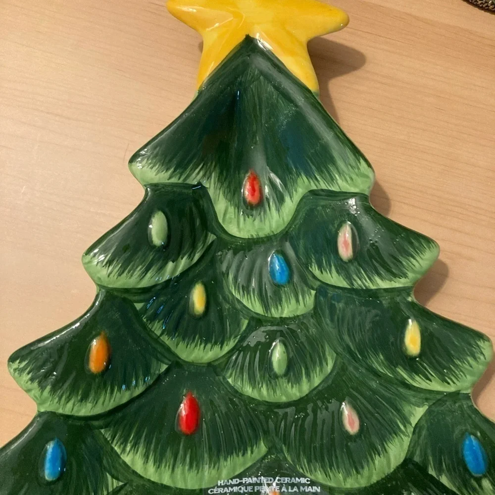 Mr. Christmas Vintage Style Christmas Tree  Ceramic Platter NIB